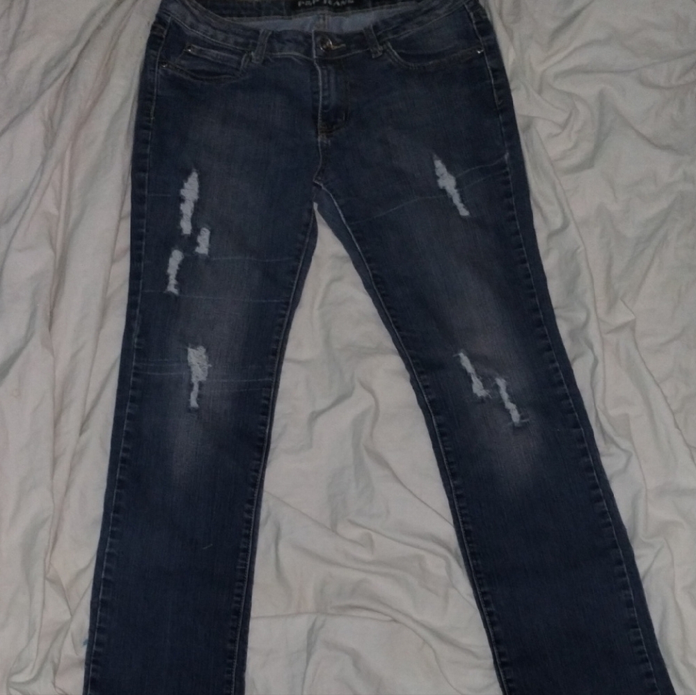 Distressed Blue Jeans